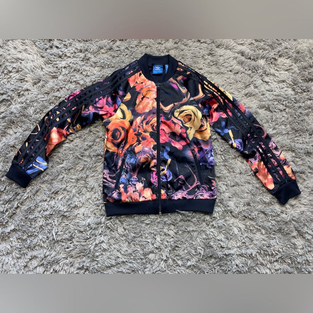 Girls Size 9-10y Adidas Floral Track Jacket